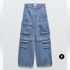 Zara HIGH-WAISTED ZW CARGO JEANS